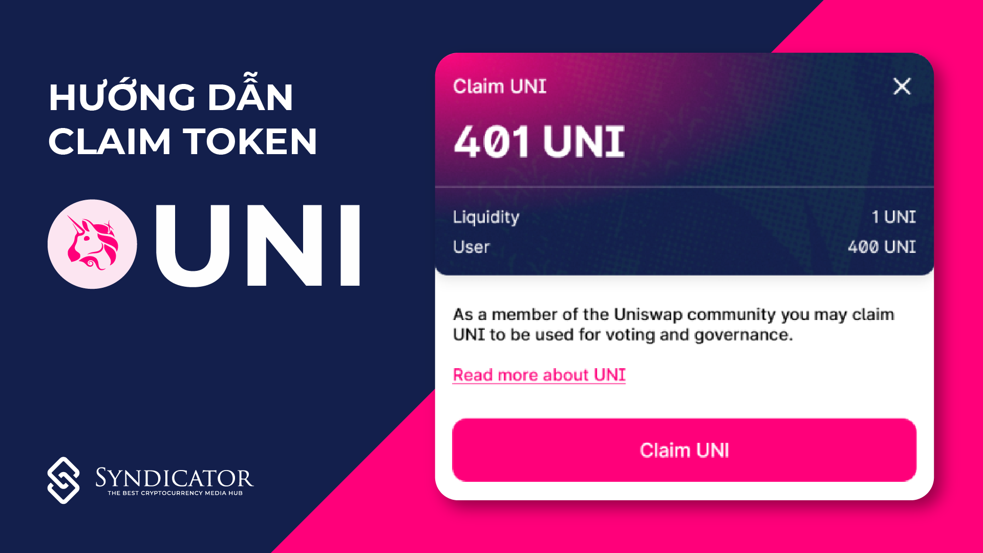 Hướng dẫn claim token UNI | Syndicator