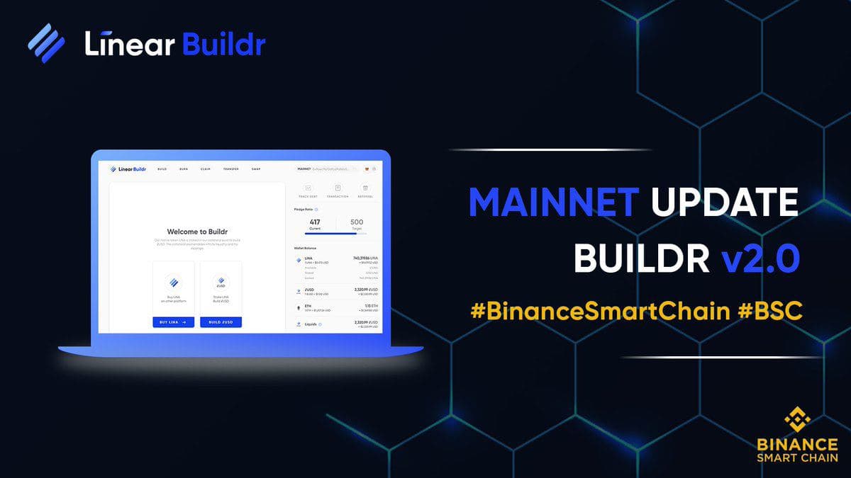 Linear Finance phát hành Mainnet Buildr v2.0 - binance smart chain - syndicator
