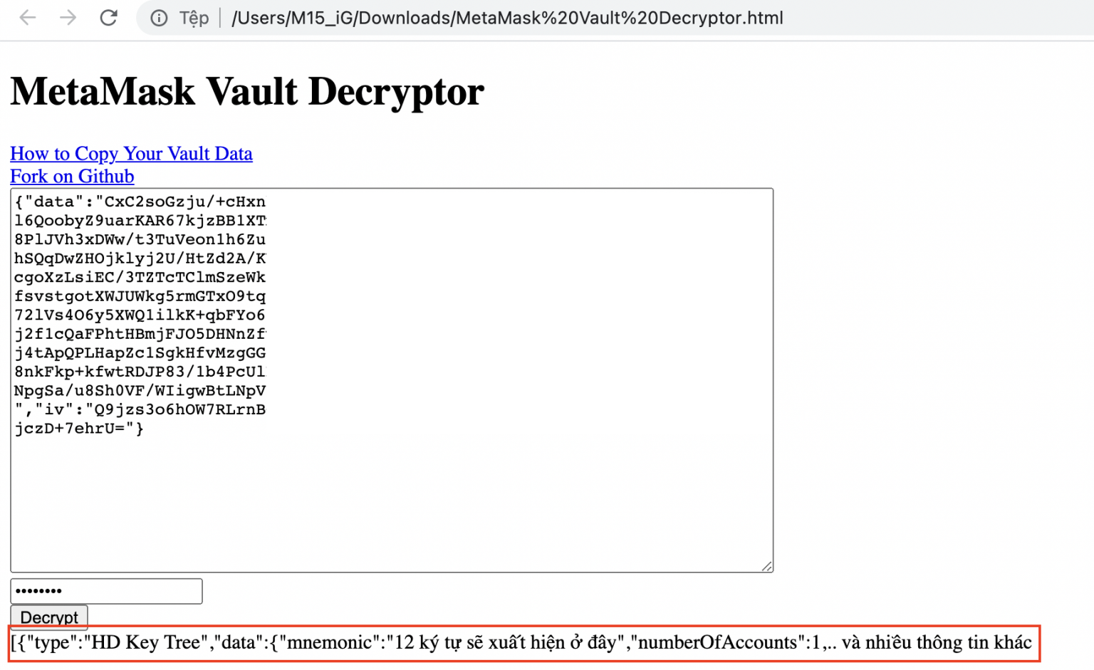 metamask vault data